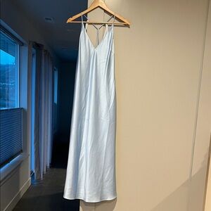 Zara Elegant Light Blue Satin Dress